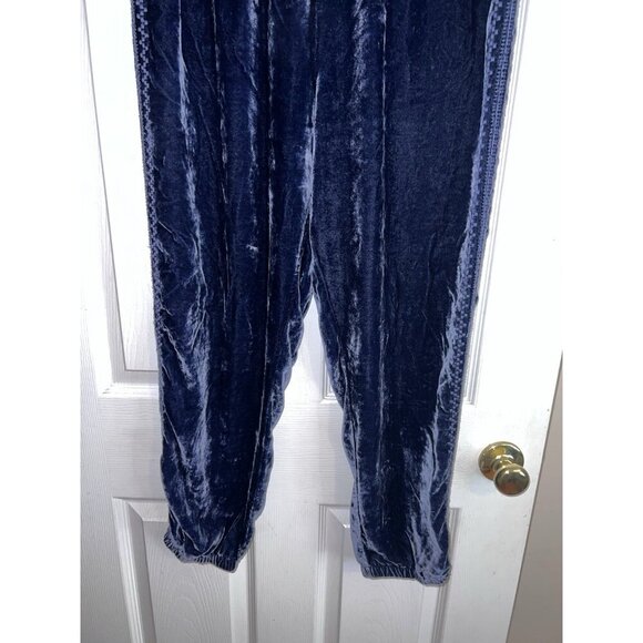 JW LOS ANGELES Johnny Was Blue Velvet Side Embroidered Jogger Pants Sz L - Picture 4 of 12